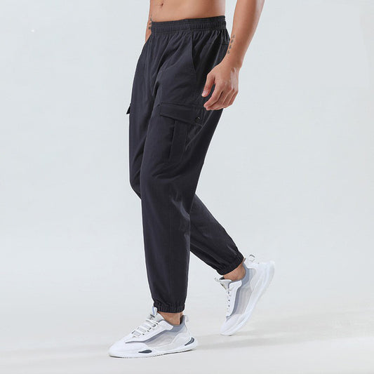 Men's Outdoor Quick-dry Pants Loose Woven Elastic Ankle-tied Fitness Leisure Cargo Trousers