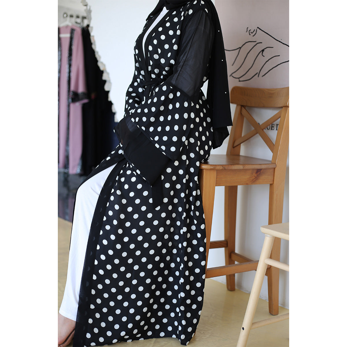 Fashionable Polka Dot Pattern Cardigan Robe - Glamour Gale