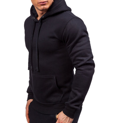 Men's Solid Color Pullover Hooded Sweater Casual Sports Slim Fit