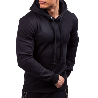 Men's Solid Color Pullover Hooded Sweater Casual Sports Slim Fit