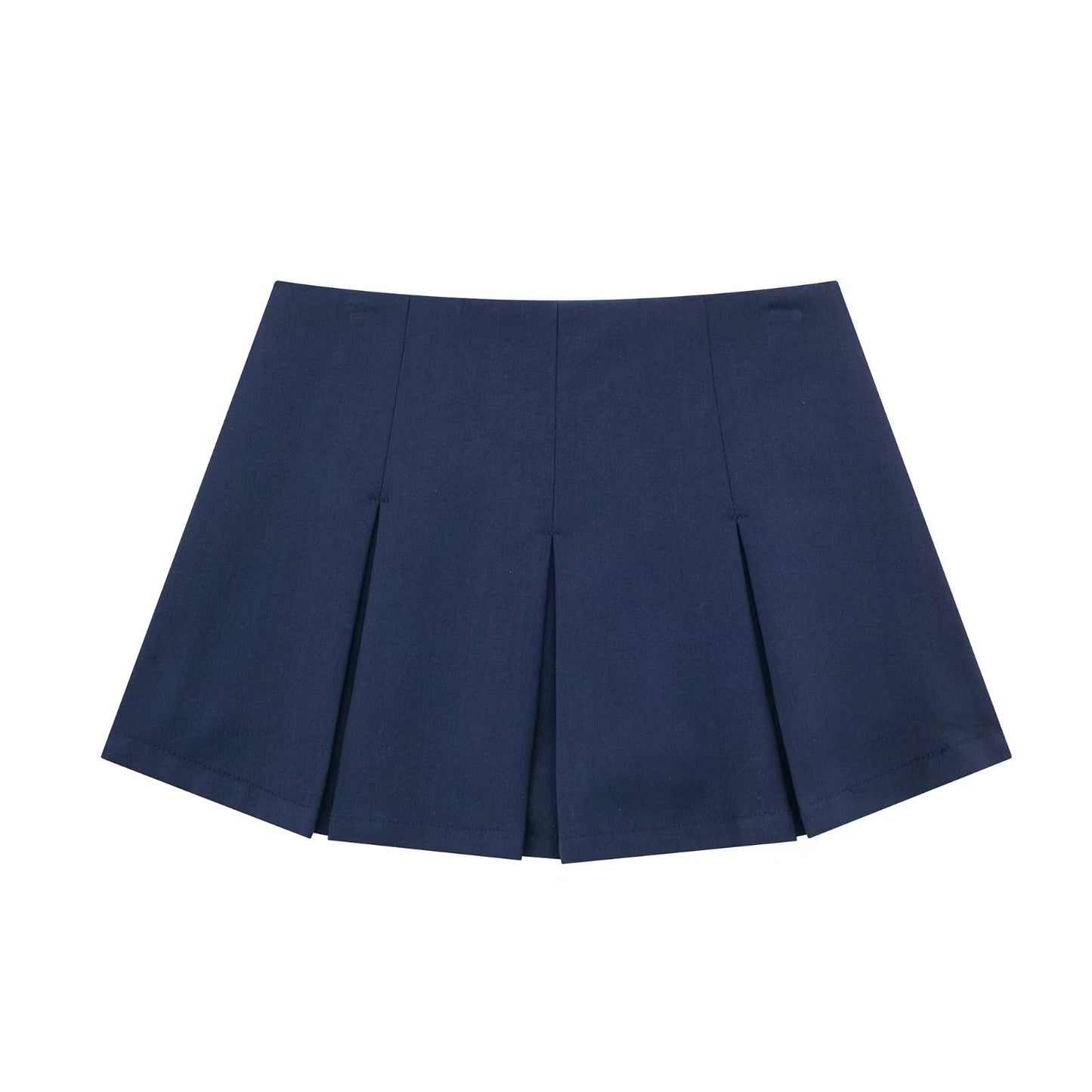 High Waist Wide Pleated Solid Color Pantskirt Women's Skirt