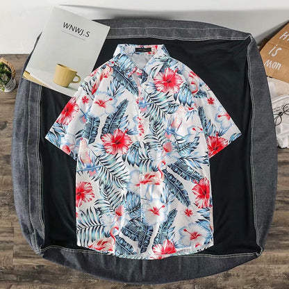 Casual Loose Half Sleeve Shirt Printed Men's Top