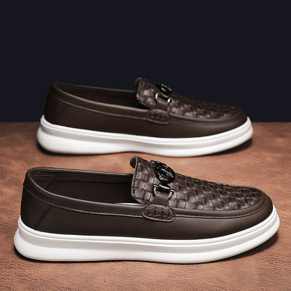 Low-top Casual Tooling Leather Surface Retro Trendy Slip-on Formal Suit Shoes