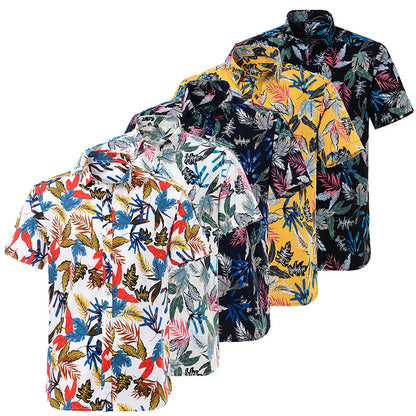 Printed short-sleeved shirt men's European beach