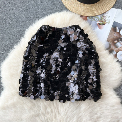 Fashionable Sequin High Waisted Slimming Skirt