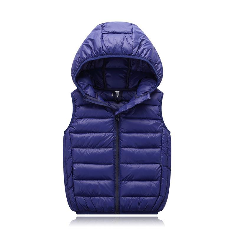 Children's Down Cotton Hooded Thermal Vest Solid Color