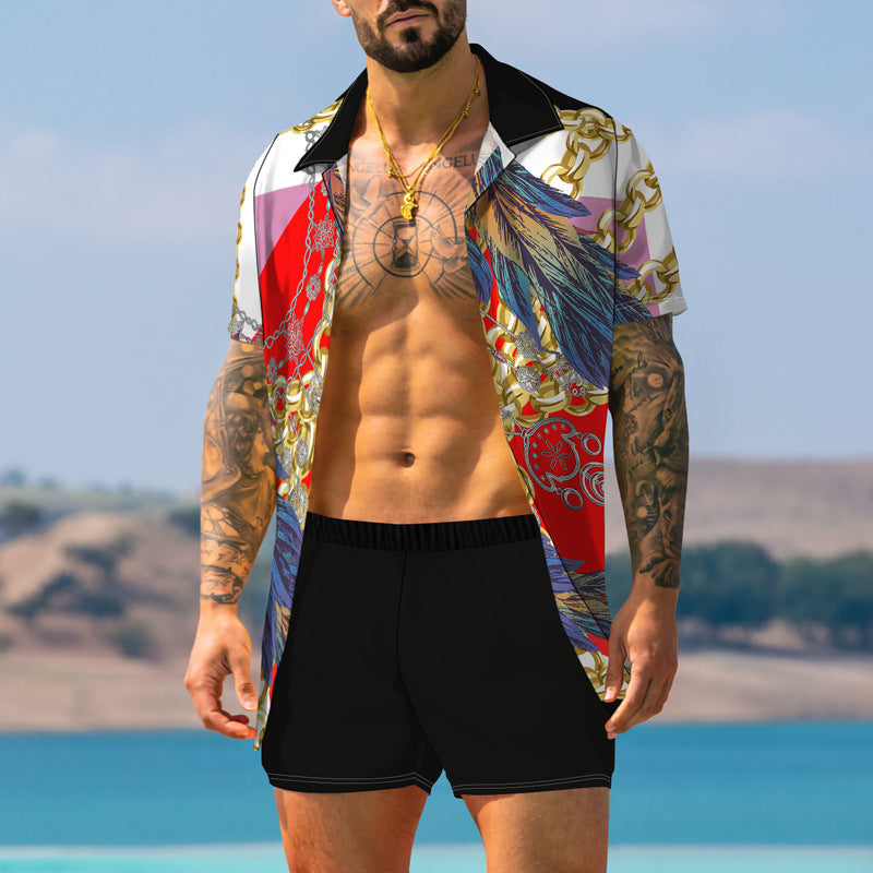 Retro Printed Trendy Shirt Suit For Men