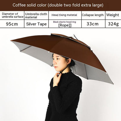 Headworn Double Layer Windproof And Rainproof Fishing Umbrella Hat