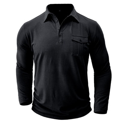 Men's Polyester Consul Solid Color Long Sleeve Bottoming Shirt