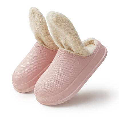 EVA Autumn And Winter Poop Feeling Plus Size Couple Waterproof Non-slip Warm Home Cotton Slippers