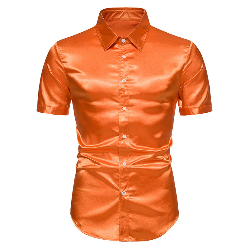 Men's Glossy Non-ironing Shirt Short Sleeve