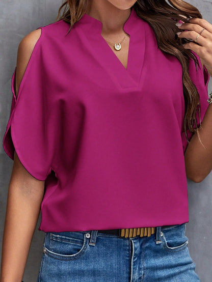 V-neck Graceful And Fashionable Off-the-shoulder Sleeves Women's Top