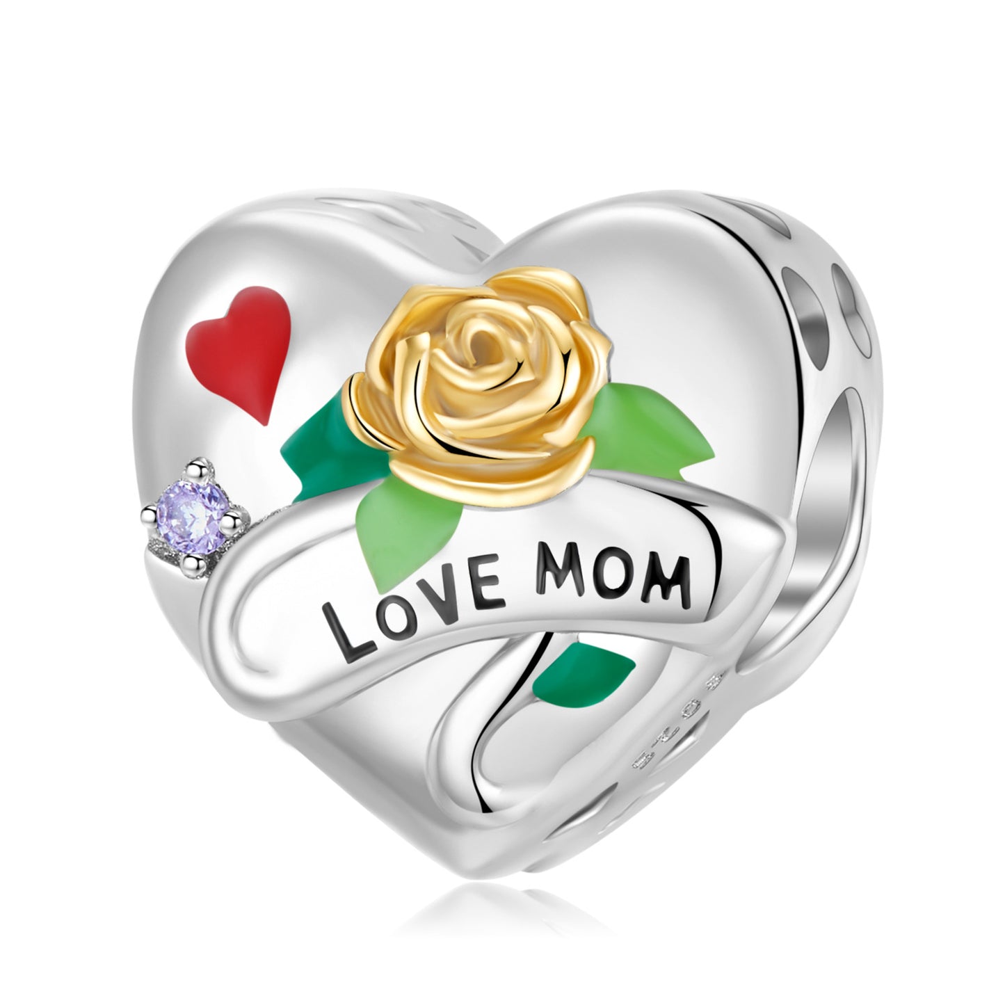 Love MomS925 Sterling Silver Flower Beads Mother's Day Bracelet Diy Beads Silver Accessories