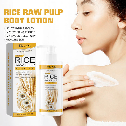 EELHOE - Rice raw Pulp Body Lotion, Rice Puree Moisturizing Body Lotion Desalination