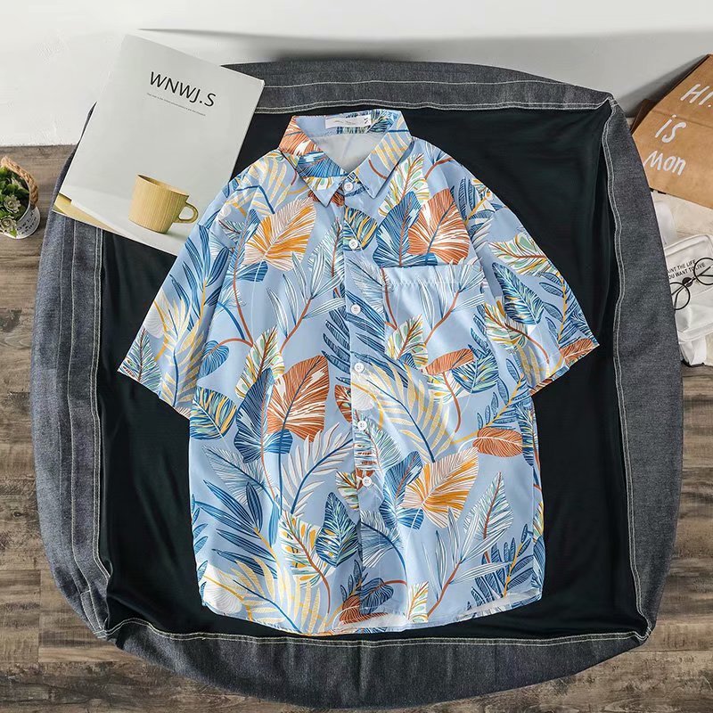 Casual Loose Half Sleeve Shirt Printed Men's Top