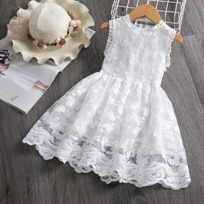 Western Style Butterfly Embroidery Sleeveless Princess Dress