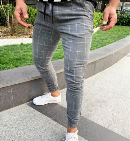 New AliExpress Amazon EBay European And American Plaid Print Men's Casual Stretch Pants