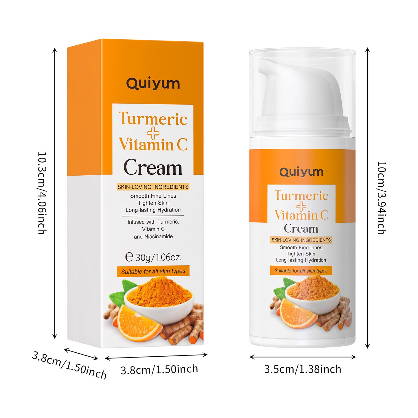 QUIYUM: Turmeric Vitamin C Cream 30g Hydrating And Firming