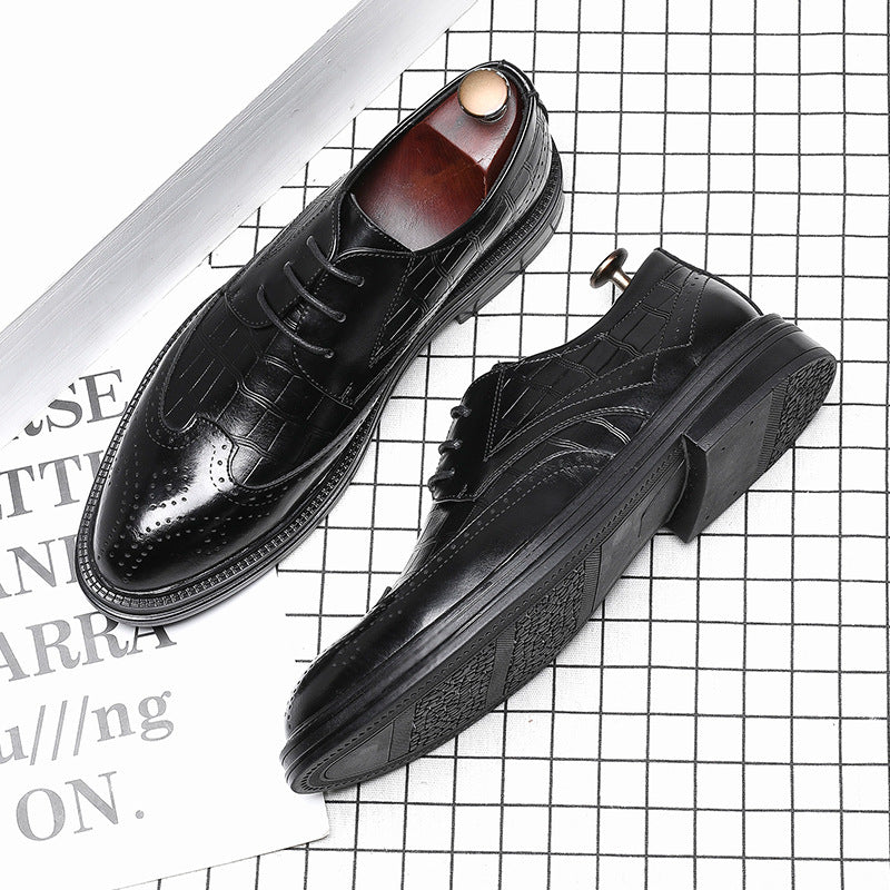 PU Stitched EVA Pointed Toe Mid-top Men's Leather Shoes