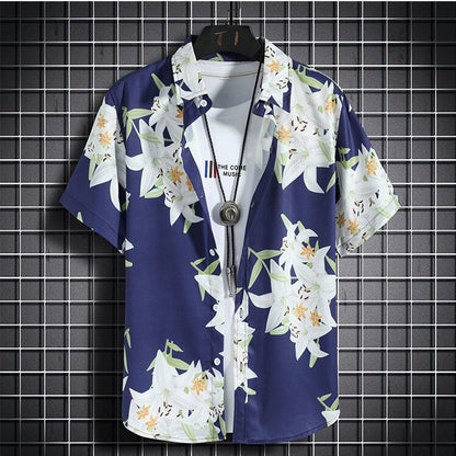 Seaside Vacation Men's Short-sleeved Printed Shirt Quick-drying Top Southeast Asian Style