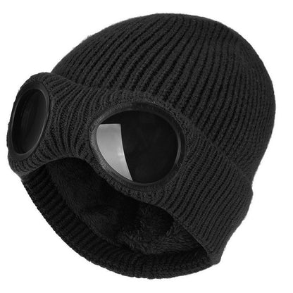 Warm Knitted Woolen Hats With Windproof Glasses