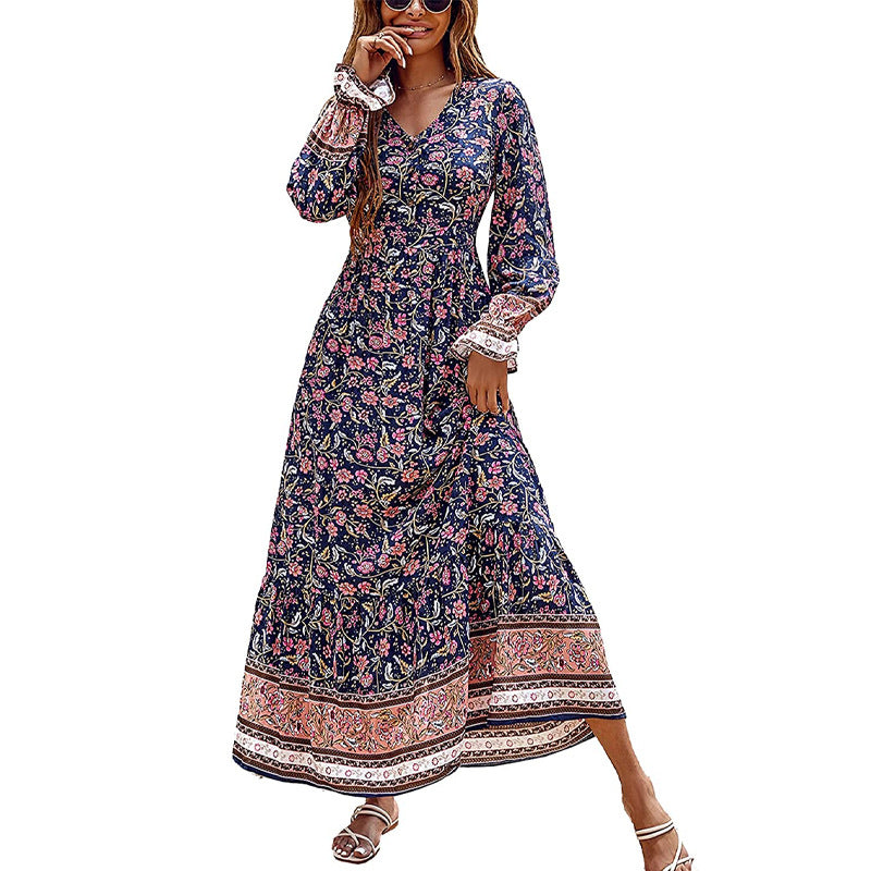 Fall New Fake Beach Long Bohemian Dress