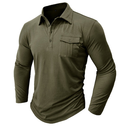 Men's Polyester Consul Solid Color Long Sleeve Bottoming Shirt