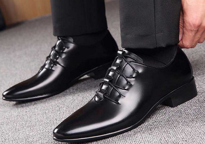 Black Breathable Men's Business Casual Leather Shoes