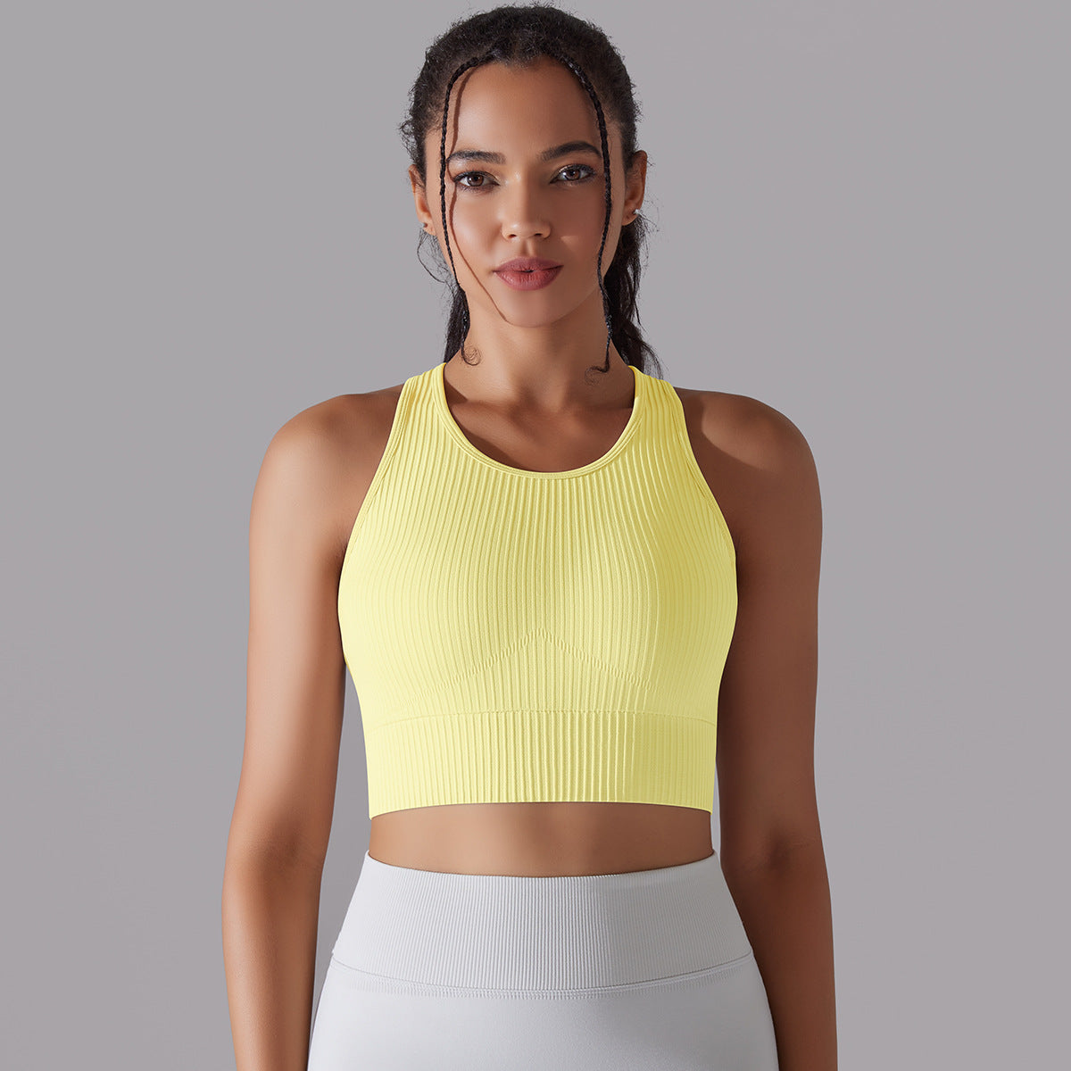 Seamless Knitted Solid Color I-shaped Beauty Back Yoga Vest