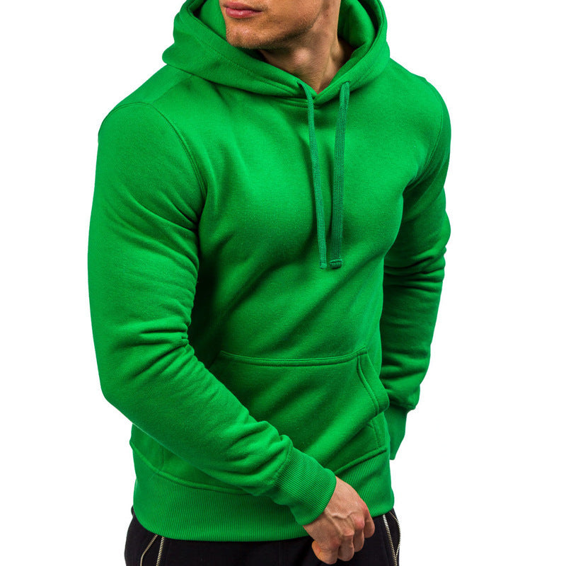 Men's Solid Color Pullover Hooded Sweater Casual Sports Slim Fit