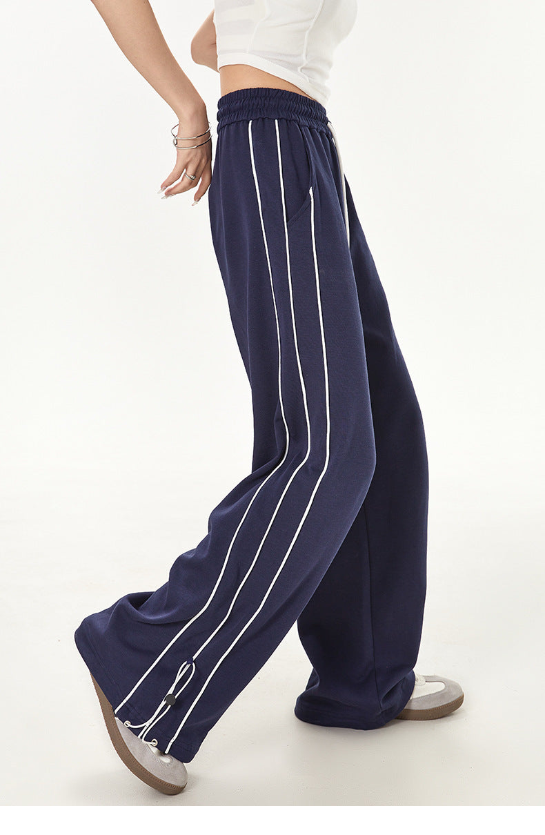 Loose High Waist Drooping Straight-leg Pants Trousers