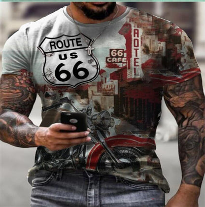 Men's Summer Youth Sports Slim-fit Printing Plus Size T-shirt