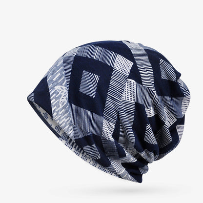 Hooded Cap And Bib Dual-use Men And Women Geometric Baotou Piled Hats