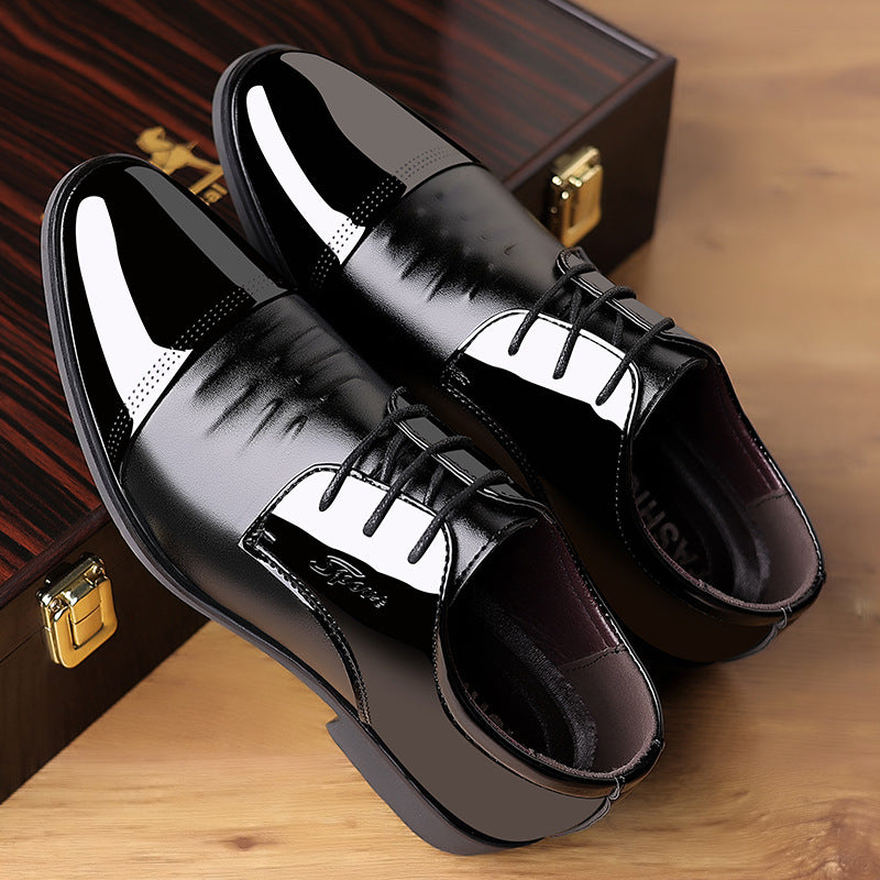 Casual Glossy Patent Leather Pointed Toe Men's Shoes