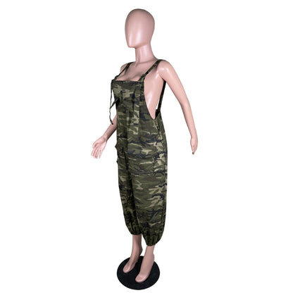 Camouflage Casual Work Clothes Loose Sling Jumpsuit