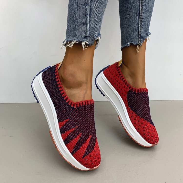 Flyknit Breathable Shoes Wedge Sneakers