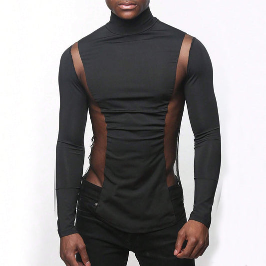 Men's Turtleneck Long Sleeve Bottoming Shirt Elastic Type