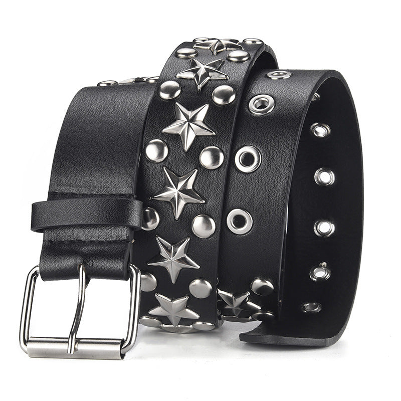 Star Eye Decoration Single Row Eyelet Wide Belt