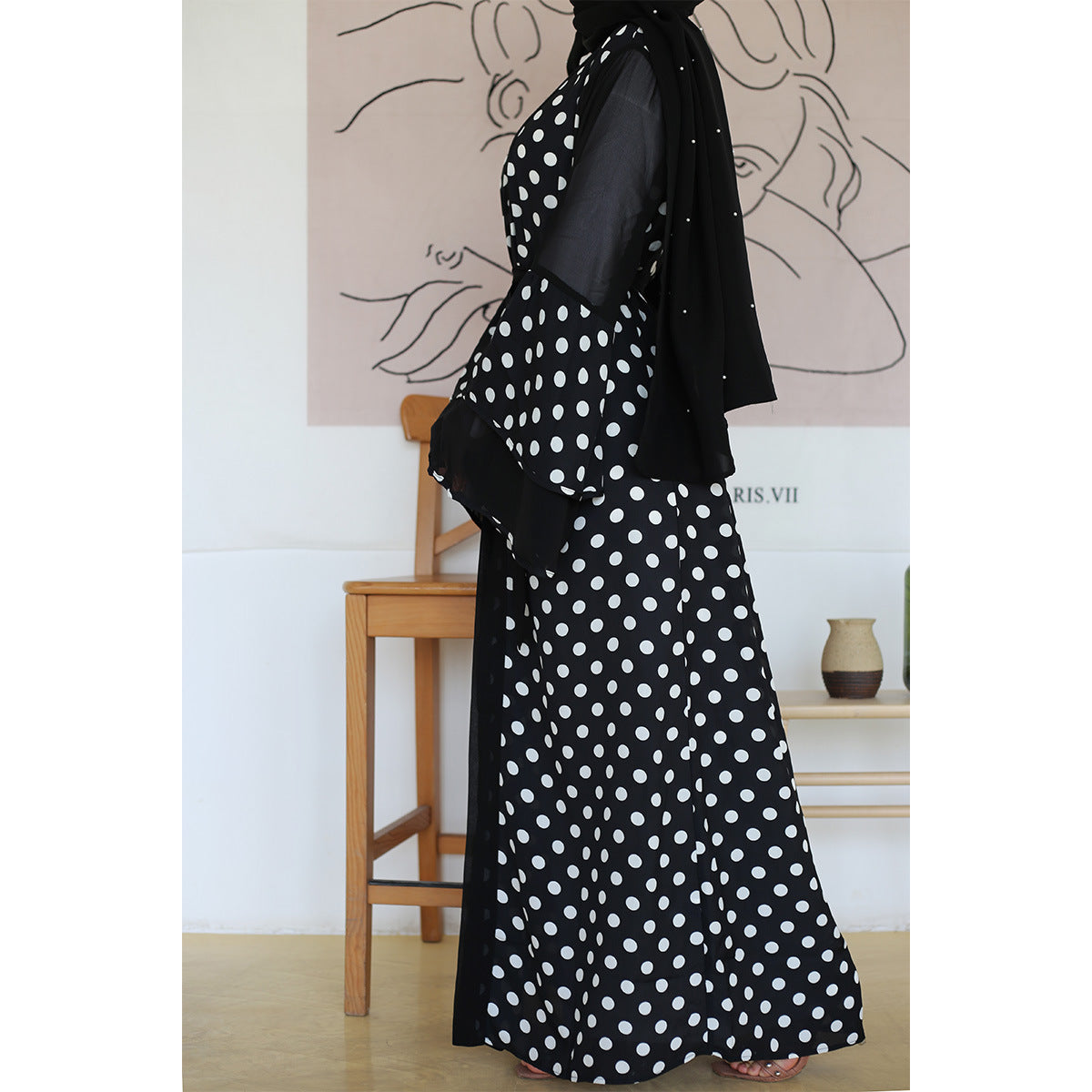 Fashionable Polka Dot Pattern Cardigan Robe - Glamour Gale