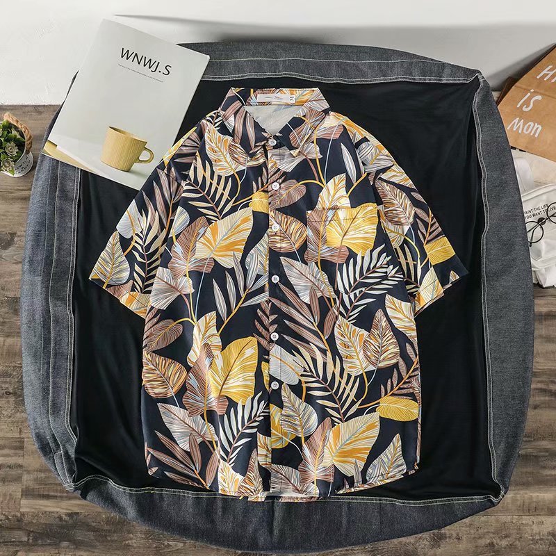 Casual Loose Half Sleeve Shirt Printed Men's Top