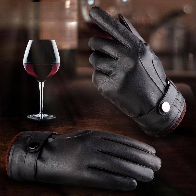 Wash Leather Gloves For Men With Velvet Touch Screen