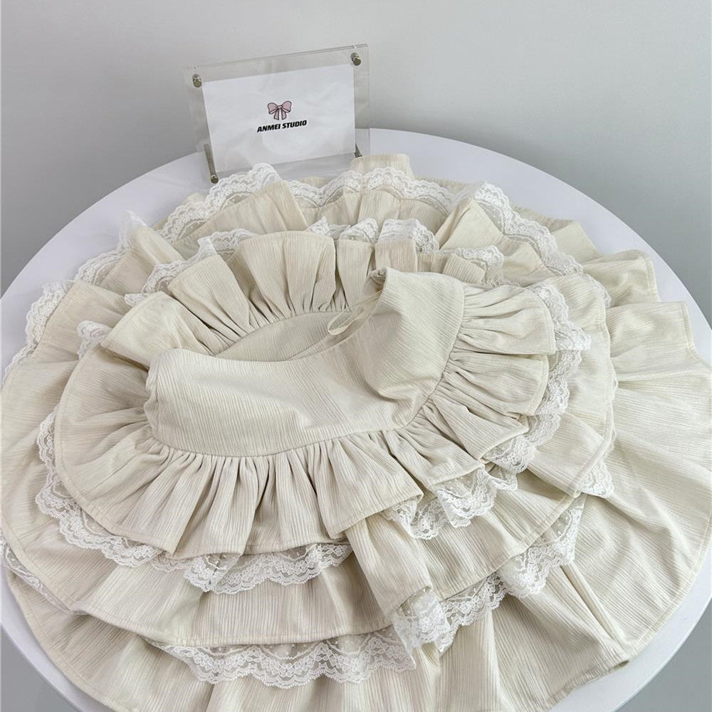 Women's Lace White Cake Skirt High Waisted Skirt