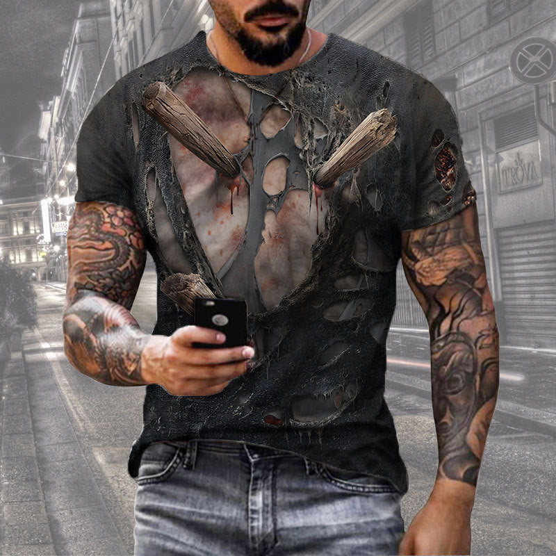 Men's Digital Print Street Sports Short Sleeve T-Shirt