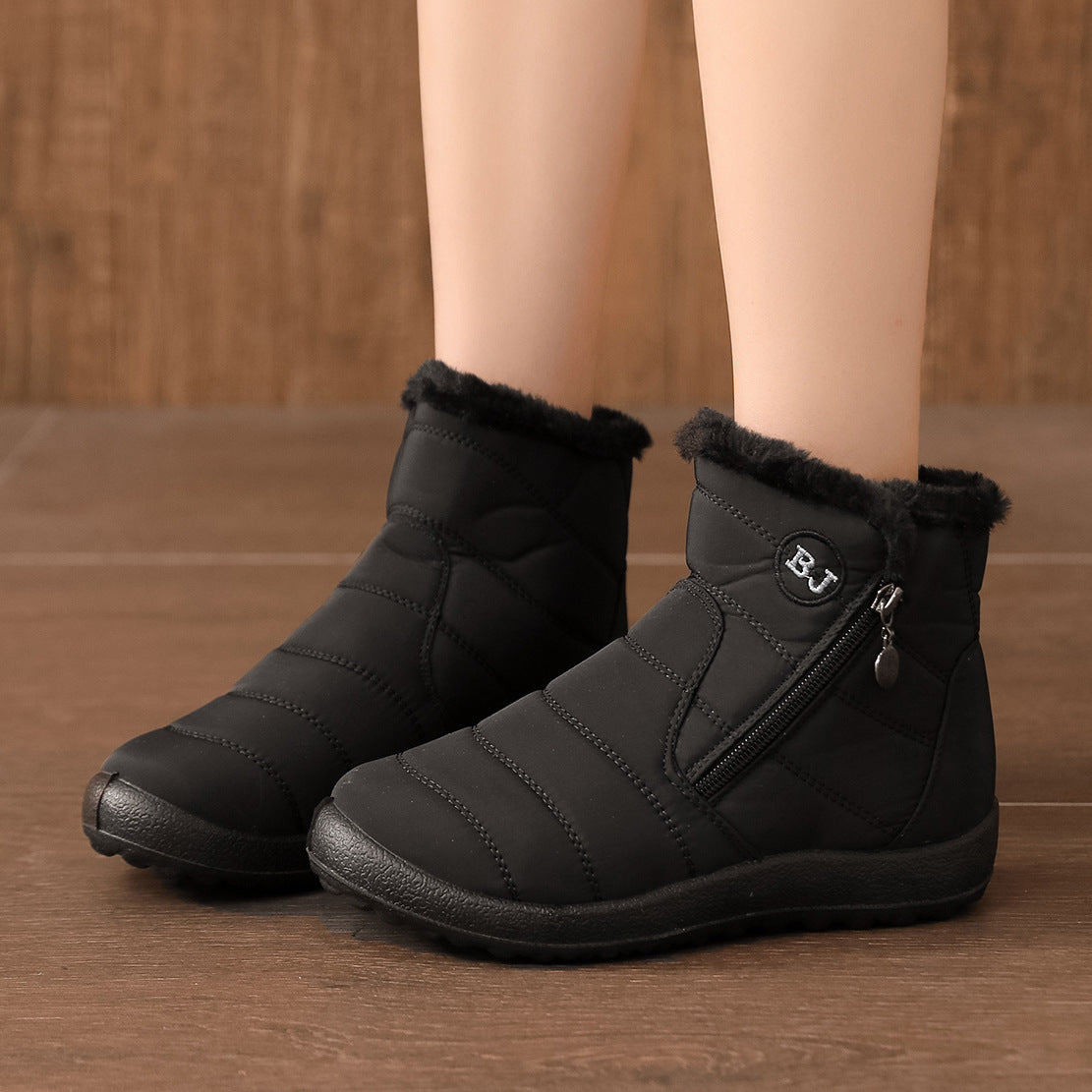 Side Zipper Mid-calf Widened Waterproof Plus Size Snow Boots