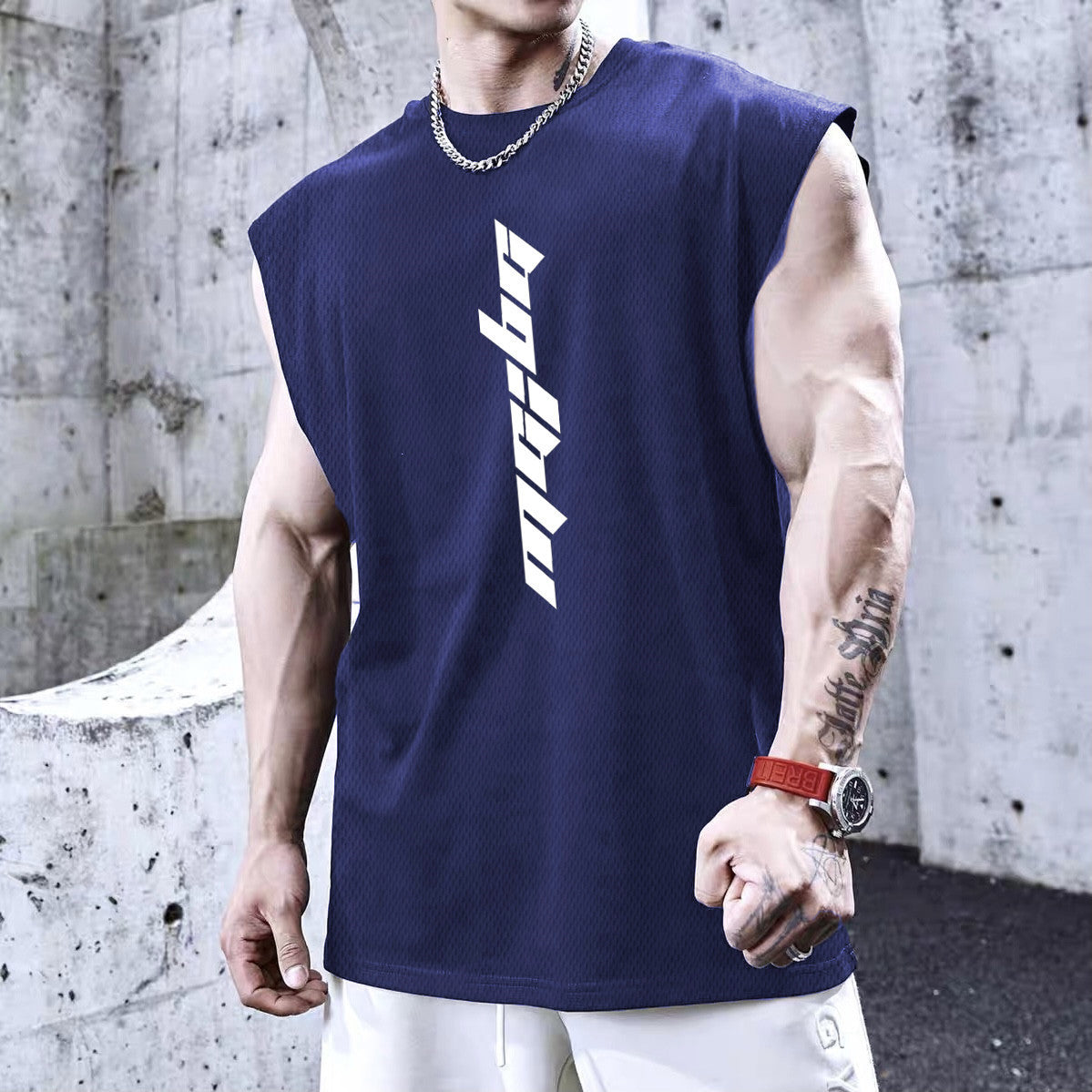 Men's Trendy Brand Sleeveless Shirt Waistcoat Fitness Quick-drying Vest