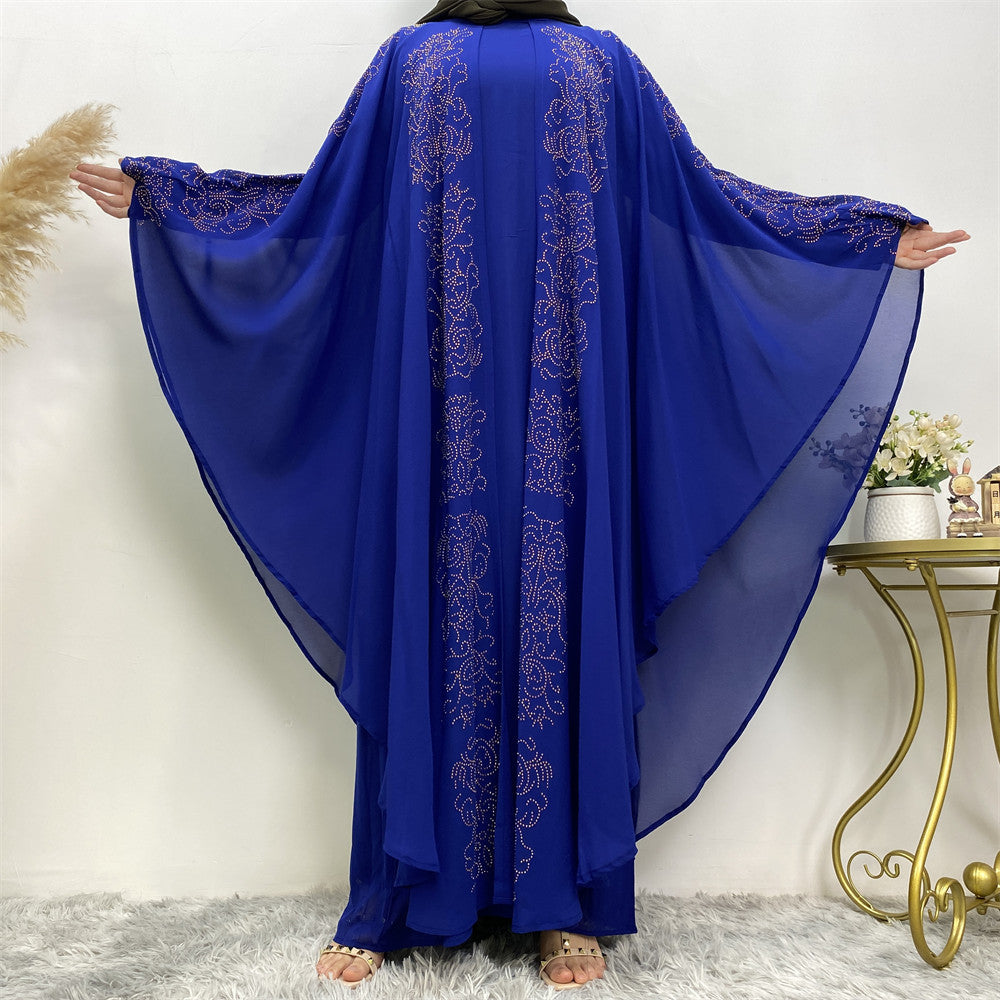 Chiffon Hot Drill Bat Sleeve Muslim Robe - Glamour Gale