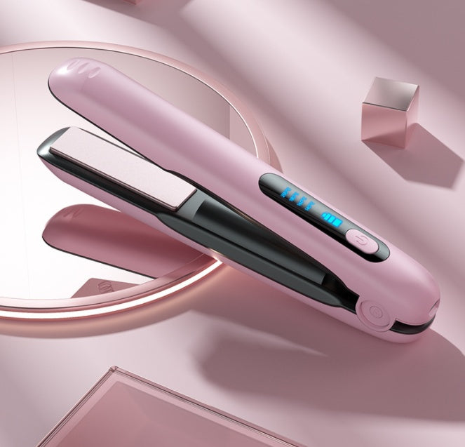 Cordless Hair Straightener Flat Iron Mini 2 IN 1 Roller USB 5000mAh Max 200 Degree Portable Cordless Curler 4 Levels Dry And Wet Uses