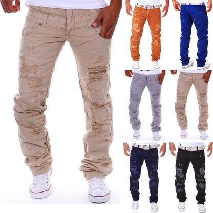 Casual Double Waist Ripped Casual Cargo Trousers