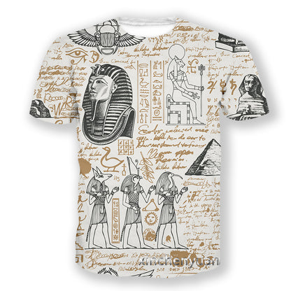 3D Digital Printing Egyptian Pharaoh Round Neck Short Sleeve