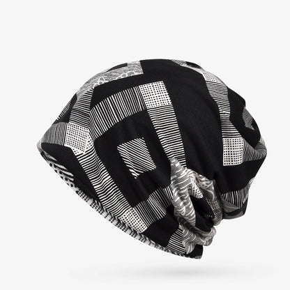 Hooded Cap And Bib Dual-use Men And Women Geometric Baotou Piled Hats